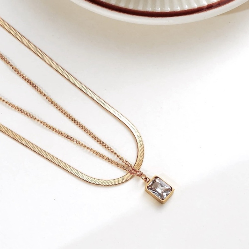 n e w | 14k gold filled flat herringbone multi layered necklace
